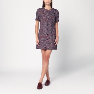 Gucci Blue and red boucl&eacute; wool dress