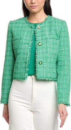 St. John Tweed Boxy Jacket W/Fringe