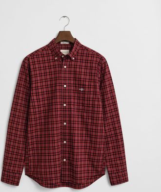 GANT Mens Regular Fit Shirt in Dark Red Cotton - Size Large