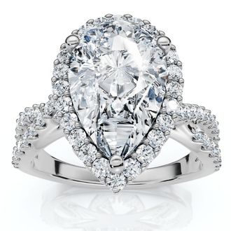 Pompeii3 Certified 3Ct Pear Shape Diamond Engagement Ring 14k Gold or Platinum Lab Grown