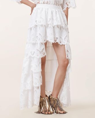 AllSaints Polyester Cavarly Embroidered Maxi Skirt, Size: UK 14/US 10