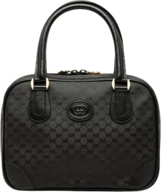Gucci Pre-owned Vintage Canvas Handbag - Dames - Vintage Handtas - Zwart - ONE Size - Leer - Vintage