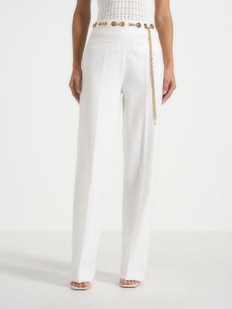 Mani&egrave;re De Voir Perrine Tailored Trousers With Rope Belt Detail in White at Nordstrom, Size 10