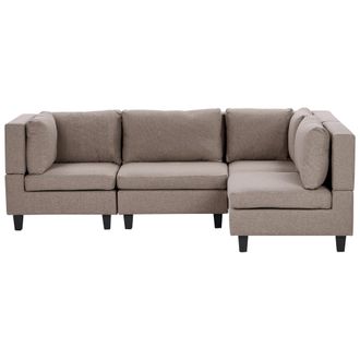 Beliani Sof&aacute; Modular Moderno 4 Plazas Tapizado Tela Patas Negras Respaldo Acolchado Izquierdo Marr&oacute;n Unstad