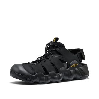 Keen Mens Hyperport Fisherman Closed Toe Easy on Comfortable Leather Hiking and Water Sandals, Black/Keen Yellow, 6.5 UK