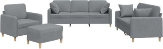 vidaXL Vidaxl - Juego De Sof&aacute;s Con Cojines 4 Piezas Tela Gris Claro