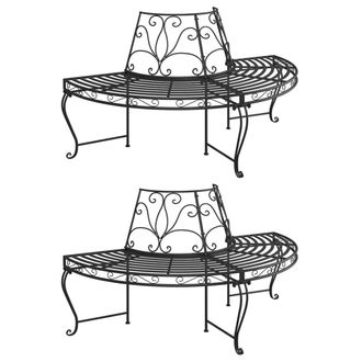 vidaXL Banco De Jard&iacute;n Semicircular 2 Uds De Acero Negro 160 Cm Vidaxl
