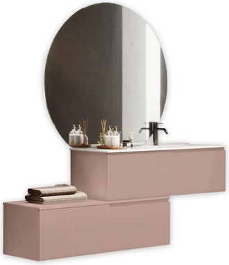 Aquadesign Mueble de baño bañera derecha 4 piezas en mdf rosa polvo