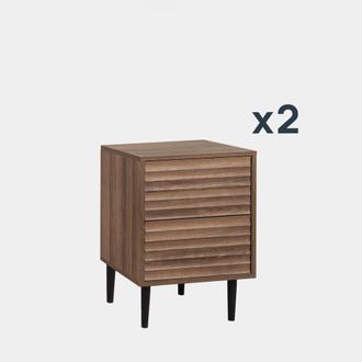 Klast Packs 2 mesitas de noche efecto madera nogal 40 cm x 58 cm cm