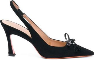Santoni Suede High-Heel Slingback in Black at Nordstrom, Size 10.5
