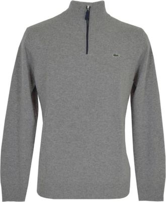 Lacoste Premium wollen jersey sweater - Heren - Vesten met rits - Grijs - XS - Wol - Hoodies & sweatvesten