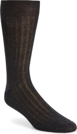 Canali Cotton Rib Dress Socks in Charcoal at Nordstrom, Size Large