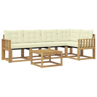 vidaXL Conjunto De Sof&aacute;s De Exterior Con Coj&iacute;n 6 Pcs Blanco Y Crema Vidaxl