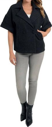 Love Token Short Sleeve Boxy Jacket In Black