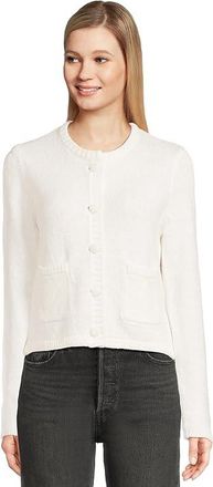 Michael Stars Opaline Cardigan With Pockets Womens Sweatshirt White : LG (US 8-10), Cotton/Polyester/Spandex