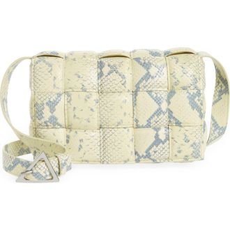Bottega Veneta Padded Cassette Python Embossed Leather Crossbody Bag in Kiwi Black Silver at Nordstrom