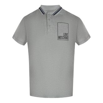 Love Moschino Heren Box Logo Katoenen Poloshirt (Grijs)