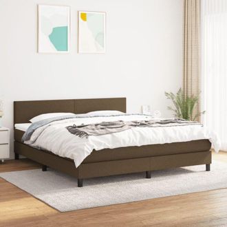 vidaXL Vidaxl - Cama Box Spring Con Colch&oacute;n Tela Marr&oacute;n Oscuro 180x200 Cm