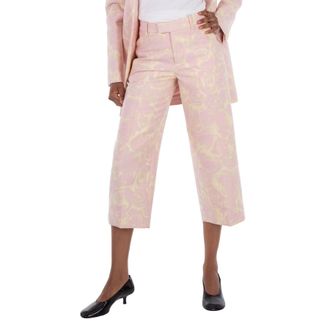 Burberry Rose Print Wool-Blend Trousers, Brand Size 4 ( US Size 2 )
