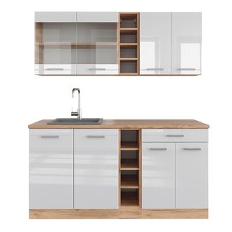 Vicco Cocina Vers&aacute;til R-line, Blanco Brillo Intenso/roble Dorado, 160 Cm, Et Roble