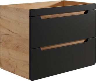 Vente-Unique Mueble suspendido para lavabo en colores natural y antracita - 80 cm - ARUBA