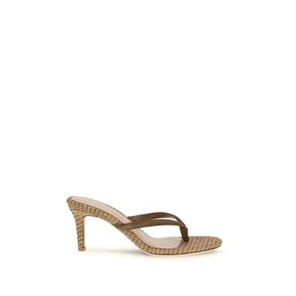 Gianvito Rossi Beige Raffia Stiletto Heel Womens Sandals