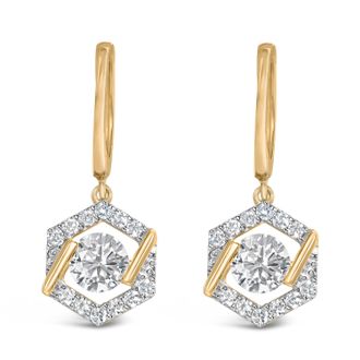 House of Brilliance 10K Yellow Gold Plated.925 Sterling Silver 2.0 Cttw Lab Grown Diamond Hexagon Halo Drop Earrings