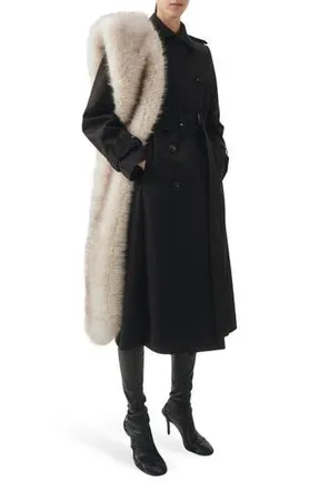 Mango Selection Classic Cotton Trench Coat in Black at Nordstrom Rack, Size Medium