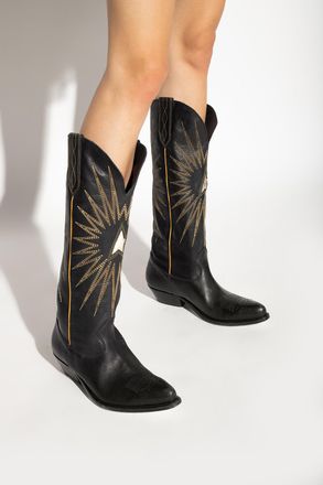 Golden Goose Wish Star Leather Ankle Boots, Womens, Black