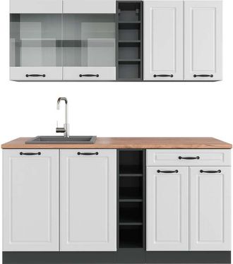 Vicco Cocina Vers&aacute;til R-line, Casa De Campo Blanca/antracita, 160 Cm, Et Roble