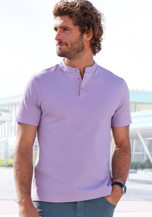 John Devin Poloshirt JOHN DEVIN mit Stehkragen, Herren, Gr. XXL (60/62), lila, Piqu&eacute;, Obermaterial: 100% Baumwolle, unifarben, regular fit normal, Rundhals, abge