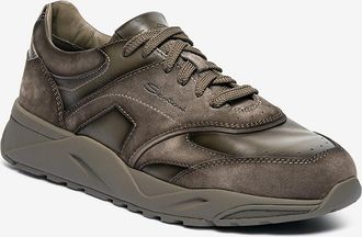 Santoni Niedrige Sfumato Schn&uuml;r-Wildleder-Sneakers Double Buckle