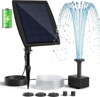 OEM Bomba De Fuente Solar Con Bater&iacute;a Respaldo, Bomba Agua Solar 4 W Bater&iacute;a Integrada 2000 Mah, Cable 3 M, 5 Modos Pulverizaci&oacute;n Manguera Pvc 1,2 M