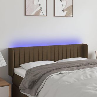 vidaXL Cabecero Con Led De Tela Marr&oacute;n Oscuro 147x16x78/88 Cm Vidaxl