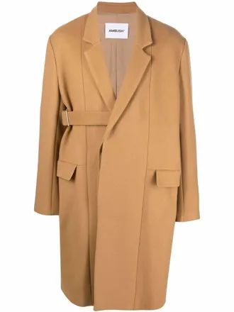 AMBUSH belted virgin wool-blend coat - men - Polyamide/Viscose/Virgin Wool/Cotton - 46 - Neutrals