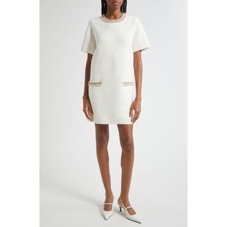 Emporio Armani Fringe Trim Dress in Solid White at Nordstrom, Size 10 Us
