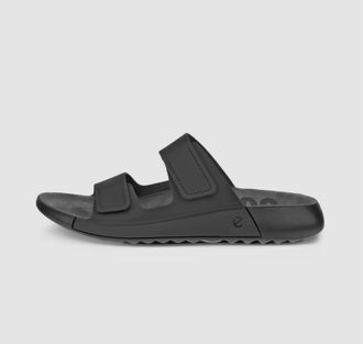 Ecco Womens Cozmo Leather Two-Strap Sandal In Black