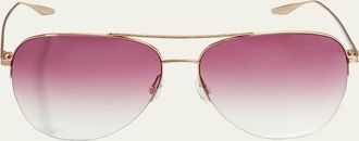 Barton Perreira Chevalier Semi-Rimless Metal Aviator Sunglasses