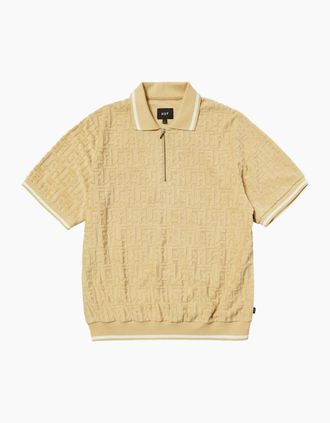HUF Mens HUF Tether Jacquards Terry Twill Polo - Cream - Size: Regular/40