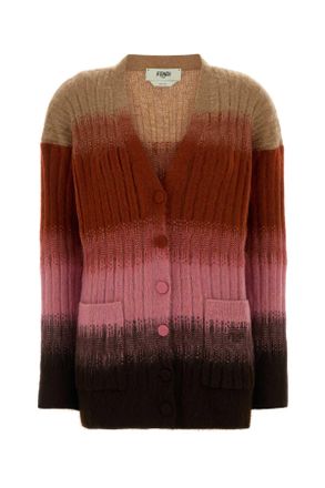 Fendi Multicolor Stretch Mohair Blend Cardigan