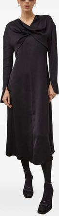 Day Birger Et Mikkelsen Gedraaide midi-jurk met lange mouwen - Zwart