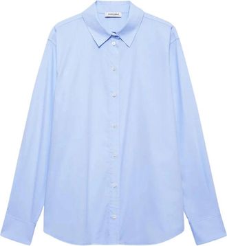 Anine Bing Klassiek Poplin Shirt - Dames - Overhemden - Blauw - S - Katoen - Overhemden