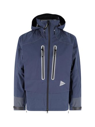 And Wander Blue Pertex Shield Waterproof Hooded Jacket