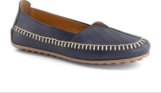 Andrea Womens Leather Loafer In Navy Blue