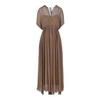 Jucca Lange Cr&ecirc;pe Jurk - Dames - Casual kleedjes - Bruin - S - Kleedjes