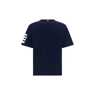 Thom Browne Horizontal-Striped Cotton T-Shirt - Navy