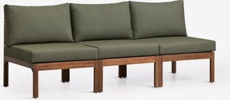 Sklum Sof&aacute; Modular De Jard&iacute;n De 3 Piezas En Madera De Acacia Branson Sklum