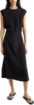 Nellie Partow Serena Silk Midi Dress in Black at Nordstrom, Size 2