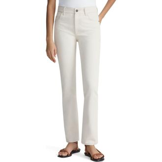 Lafayette 148 New York Reeve High Waist Ankle Straight Leg Jeans in Washed Ecru at Nordstrom, Size 26