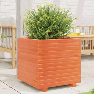 vidaXL Jardinera Madera Maciza De Pino Marr&oacute;n Cera 50x50x49,5 Cm Vidaxl